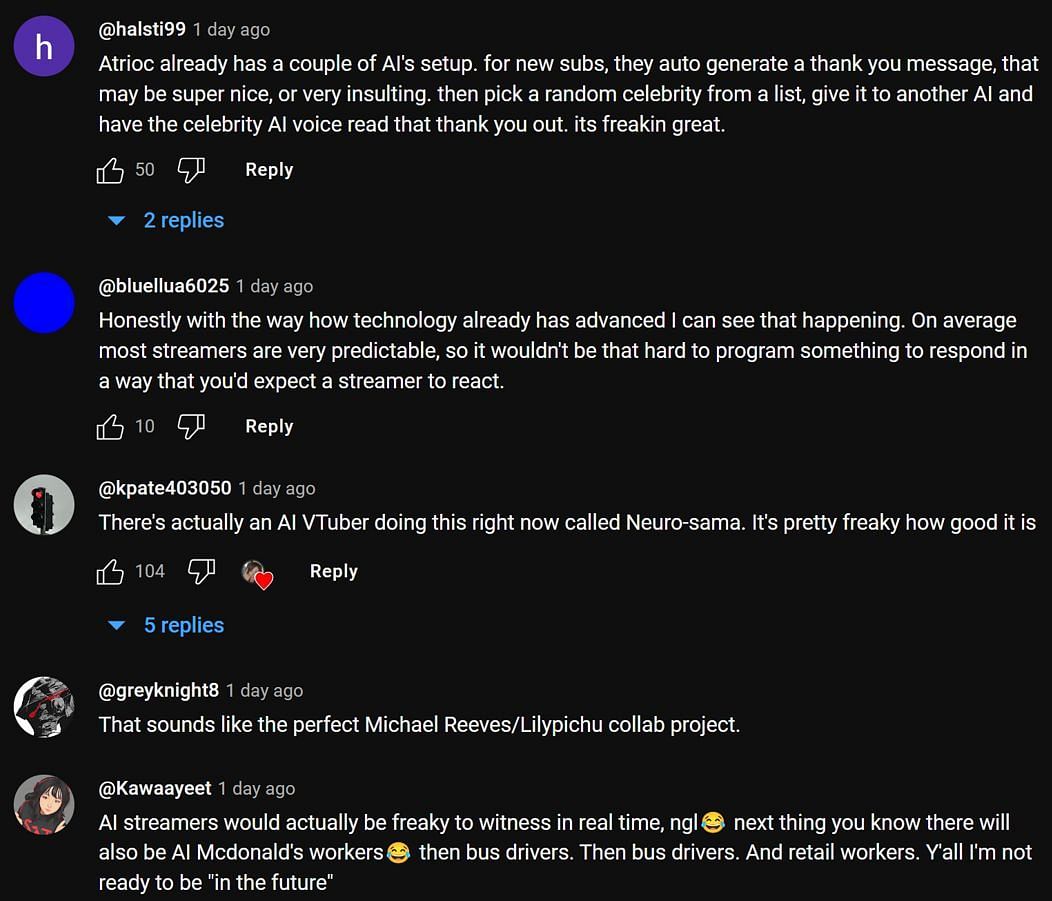 Fans in the YouTube comments section reacting to the streamer's clip (Image via Pokimane Too/YouTube)
